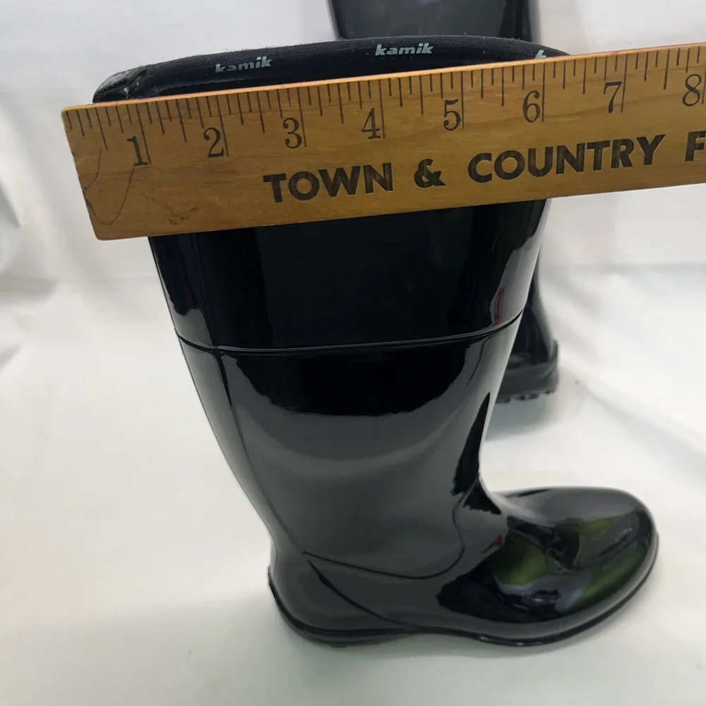 Kamik Rain Boots glossy  Women’s SZ 8 Black like new